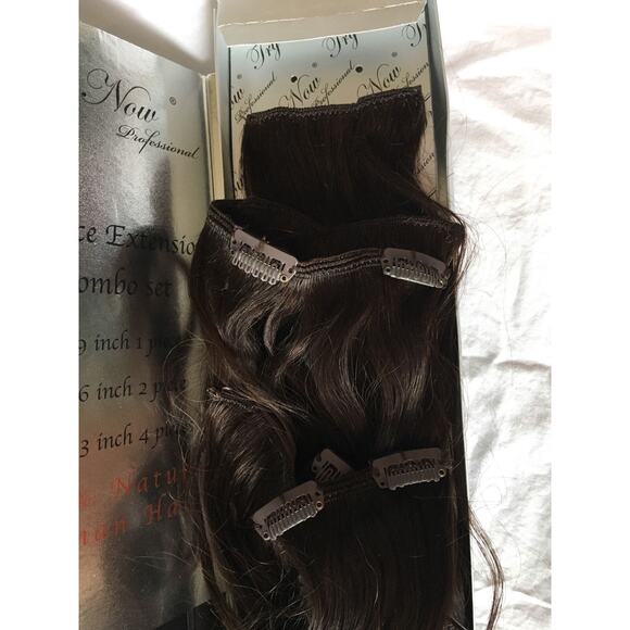Try Now 7 Piece Extension Clip Combo Set 100% Natural Human 18 In Hair Color 2 - Picture 4 of 4